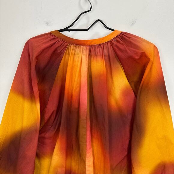 Zara Oversized Blouse Boho Resortwear Colorful Ombre Cotton Long Sleeve M NWT - Picture 10 of 13